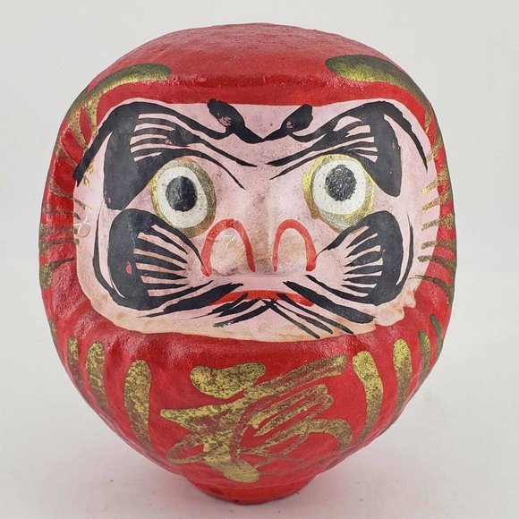 Artisan Accents Japanese Daruma Doll Red Wishing Doll Paper Mache